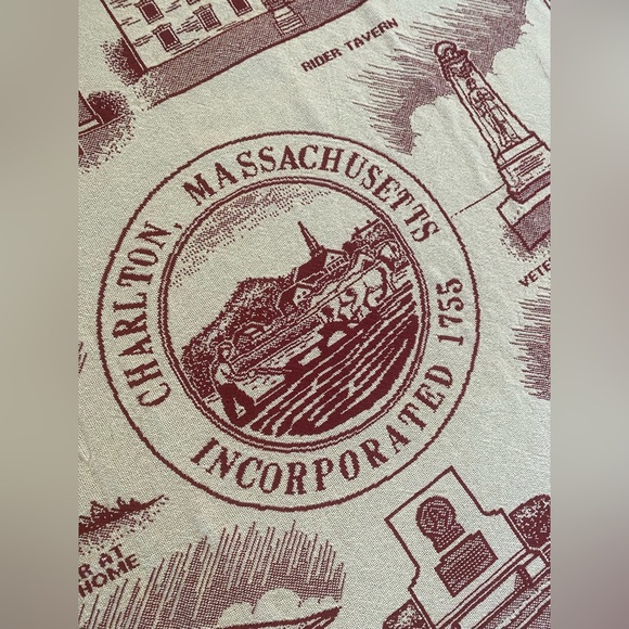 Vintage Southridge, Massachusetts Throw Blanket 64” x 48” approx. with landmarks - Picture 3 of 5